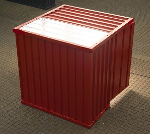 Schnellbaucontainer von Aczent Lagertechnik mit RAL Farbton und Lichtfeld